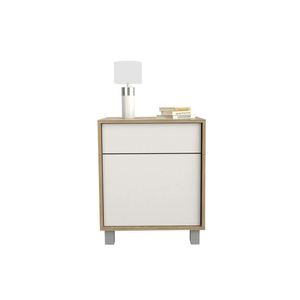 MESA DE LUZ 6426 CAJON/PTA L MINIMAL OLMO/BLANCO TABLES