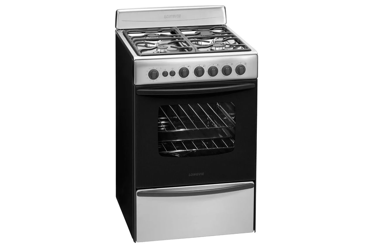 Cocina A Gas Longvie 13501xf 56cm Inox Cajón Parrilla