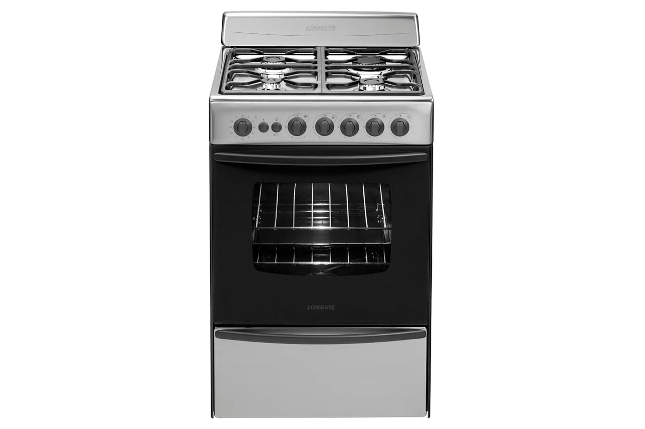 Cocina A Gas Longvie 13501xf 56cm Inox Cajón Parrilla