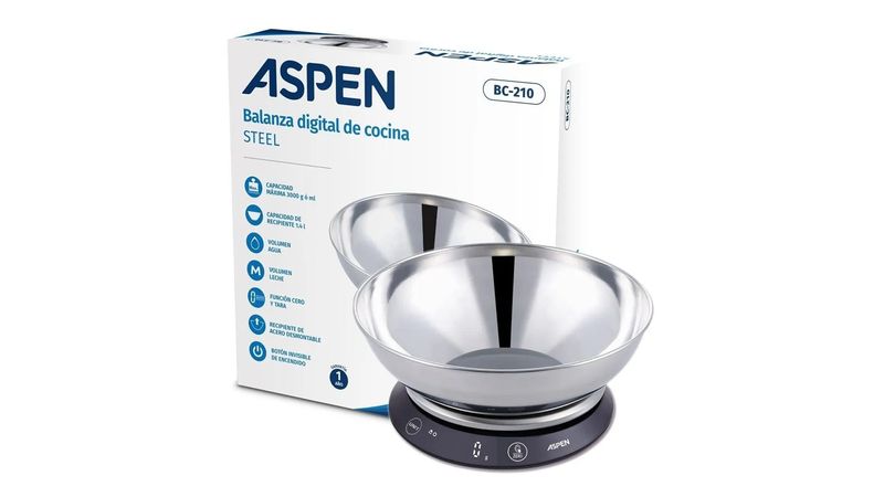 BALANZA DE COCINA BC-210 STEEL ASPEN Pardo