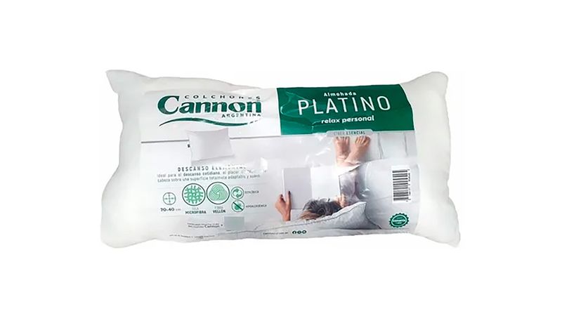 Almohada Platino Fibra 0,70x0,40 Cannon Pardo