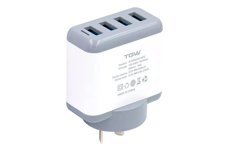 Cargador-Pared-TGW-4-Puertos-USB-ICHAR34G-WG-