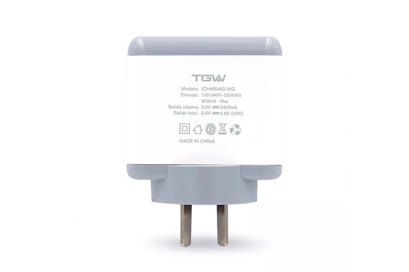 Cargador-Pared-TGW-4-Puertos-USB-ICHAR34G-WG-