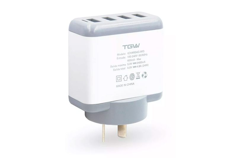 Cargador-Pared-TGW-4-Puertos-USB-ICHAR34G-WG-