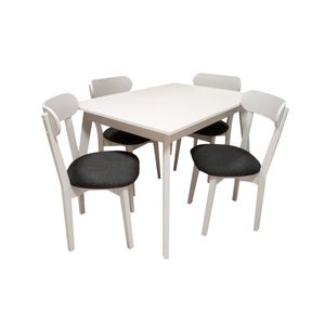 Combo Mesa Artica 120 + 4 Sillas Genova Blanca Pergamino Muebles