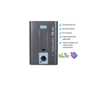 Calefon Escorial 14 Lts Sin Piloto CE14L Gas Natural Grafito