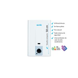 Calefon Escorial 14 Lts Sin Piloto CE14L Gas Natural Blanco
