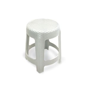 Banqueta Blanca De Plástico Redonda Reforzado Apilable