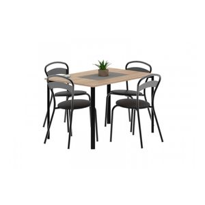 Combo Mesa Milano 120 + 4 Sillas Milano Negro Dielfe