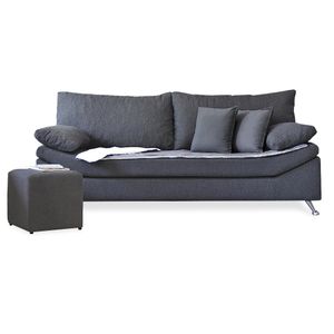 Combo de Sofá Dalí 3 cuerpos Chenille Jumper Gris Oscuro + pillow y Decos + Puff
