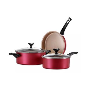 Batería De Cocina Marmicoc Aluminio 5p Rojo