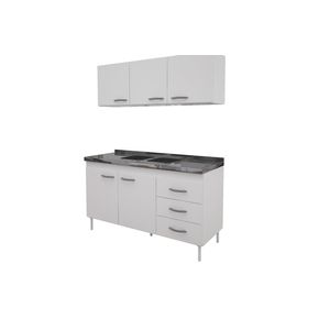 Combo Bajo Mesada + Alacena 1.40mts Blanco Delos