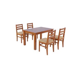 Combo Mesa 1,20 + 4 Sillas Atlantico Castaño Beige Inmacol