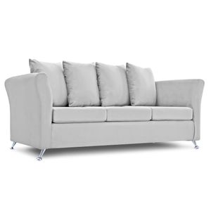 Sillón Trento X4 3 Cuerpos Full Confort Pana Antimanchas Gris Claro Full Confort