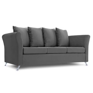 Sillón Trento X4 3 Cuerpos Full Confort Pana Antimanchas Gris Oscuro Full Confort