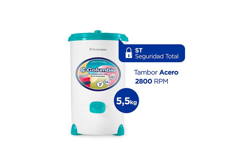 Secarropas-Centrifugo-HTS-5503-Columbia-Turquesa-5.5Kg-