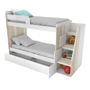 Cama Cucheta con Escalera Lateral y 2 Cajones 1 Plaza - 1704-9