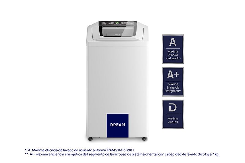 Lavarropas-Automatico-Carga-Superior-Drean-6-5KG-800RPM-Neo-Fuzzy-658-B-Blanco