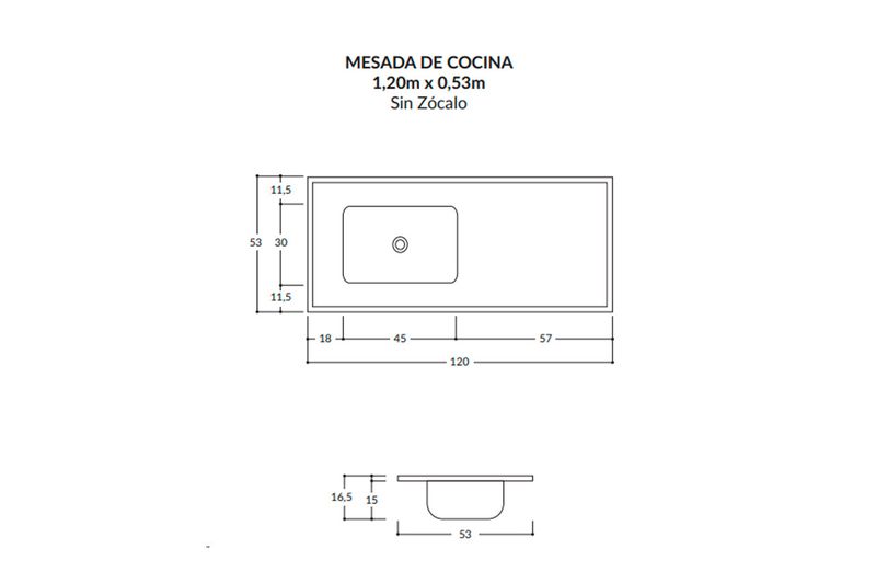 MesadaDurafortconBachaIntegralSinZocalo120x53GrisClaro
