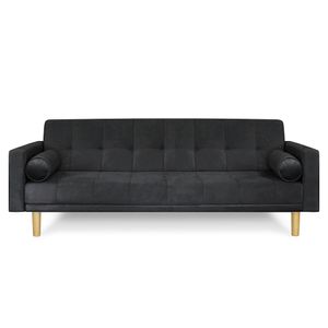 Sofá Cama 3 cuerpos 215x80 Detroit en pana antimanchas negro Fullconfort