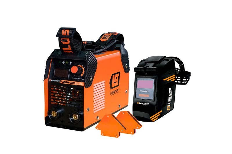 Combo-Soladora-Inverter-Lusqtoff-IRON250---Mascara-de-Soldar-ST-1X---2-Escuadras-Magneticas-LQE-6001