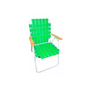 Sillón Descansar Acero 10002 Verde y Blanco Apoyabrazos Madera