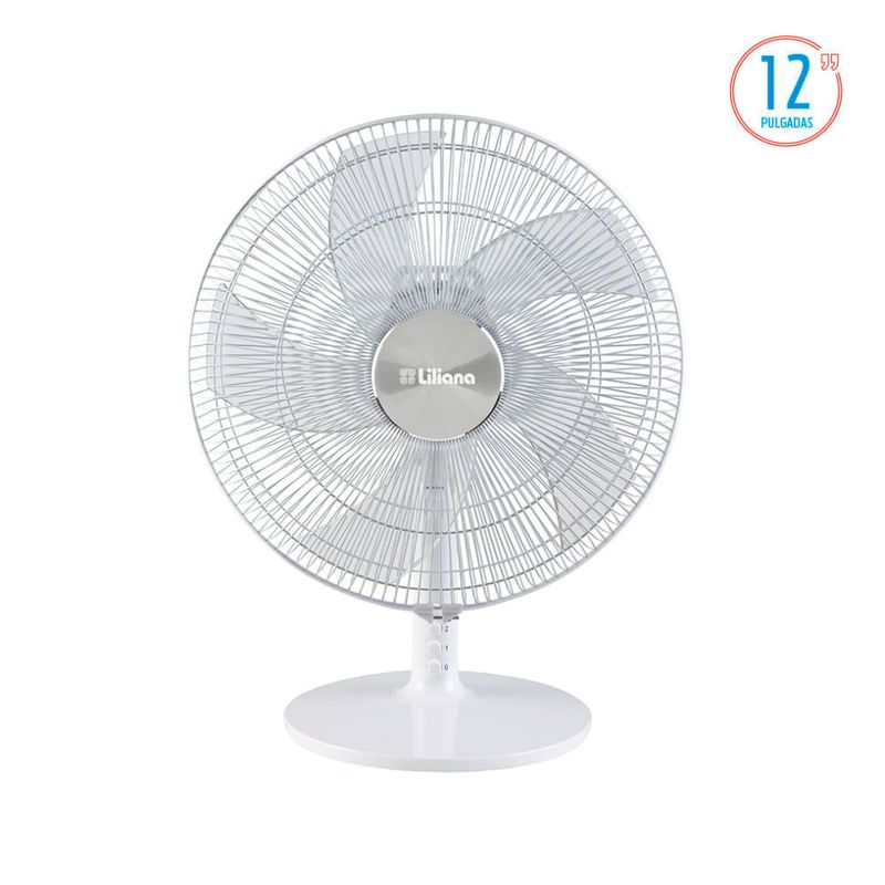 Turboventilador de Mesa LILIANA VSOM12 12 Pulg Parrilla Metálica Blanca Aspas Transparentes