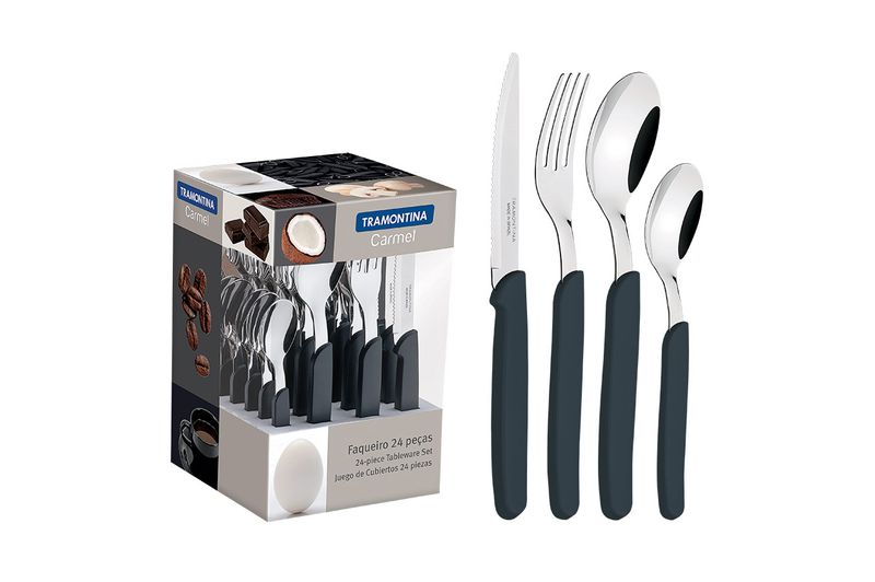 Juego-de-Cubierto-Tramontina-Caramel-24-Piezas-Acero-Inox-Negro