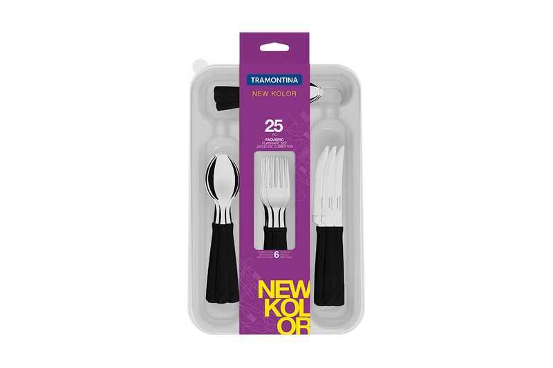 Juego-de-Cubierto-Tramontina-New-Kolor-25-Piezas-Acero-Inox-Negro