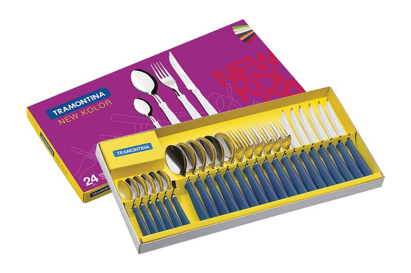 Juego-de-Cubierto-Tramontina-New-Kolor-25-Piezas-Acero-Inox-Azul