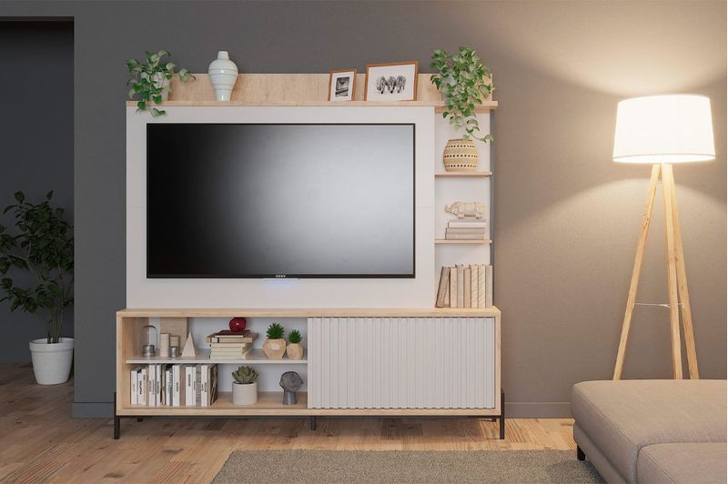 MuebleVarilladoTV65”Delos180MDRO05RobleNebraskaBlanco