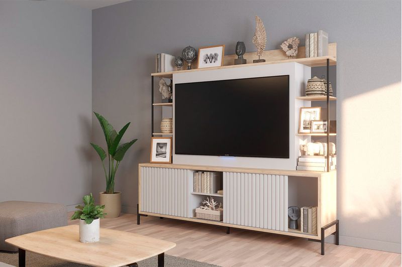 MuebleVarilladoTV60”Delos200MDRO06RobleNebraskaBlanco