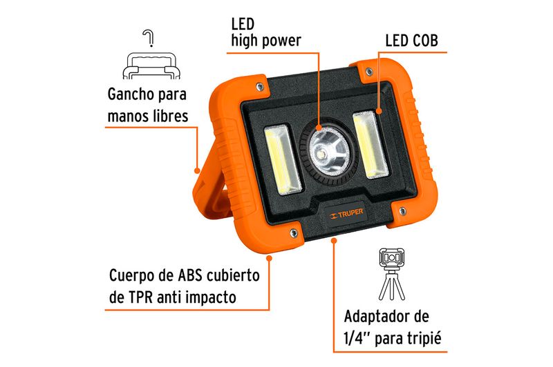 Lámpara LED Truper LAT-1300 1000lm Recargable _0002_LAT-1300+FC3.jpg