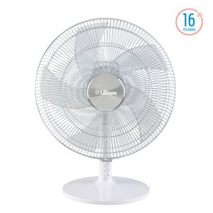 Turboventilador de Mesa LILIANA VSOM16 16 Pulg Parrilla Metálica Blanca Aspas Transparentes