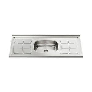 Mesada Orlandi Bacha Central de Acero Inox 42 1,40 x 0,53 Mts