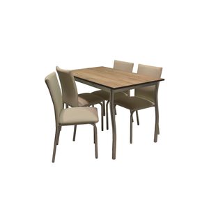 Combo Mesa Zambia 1,20M + 4 Sillas Mandra Dakot Crudo
