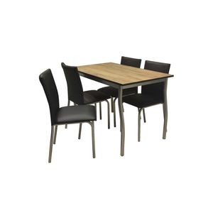 Combo Mesa Zambia 1,20M + 4 Sillas Mandra Dakot Negro