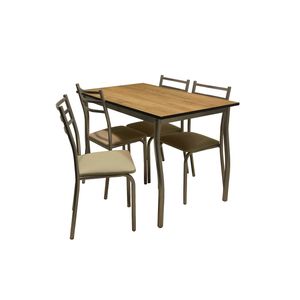 Combo Mesa Zambia 1,20M + 4 Sillas Eco Dakot Crudo
