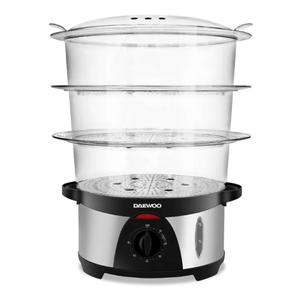 Vaporera Daewoo FS7116 3 Bandejas y Timer 60' Inox