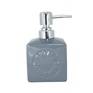 Organizador Baño Dispenser Cuadrado Jabon Ceramica Gris