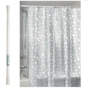 Combo Barral Para Cortinas + Cortina  De Lona Para Baño