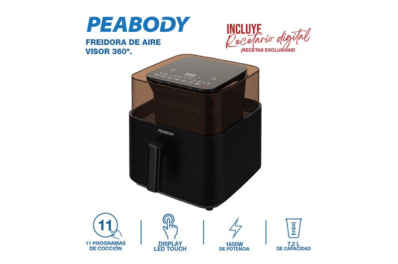 Freidora de Aire Peabody con Visor 360° 7.2Lts PE-AFD720N_0000_PE-AFD720N1