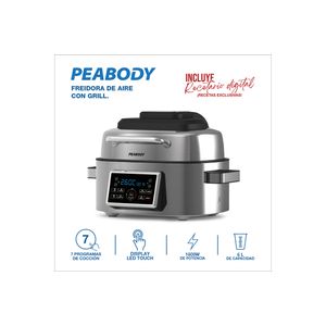 Freidora sin Aceite Peabody PE-AFG01X con Grill 6Lts
