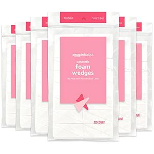 Amazon Basics Cuñas de espuma cosmética, 192 unidades (6 paquetes de 32), color blanco