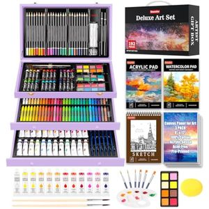 Soucolor Suministros de arte, paquete de 192 piezas de arte de lujo, suministros de pintura de