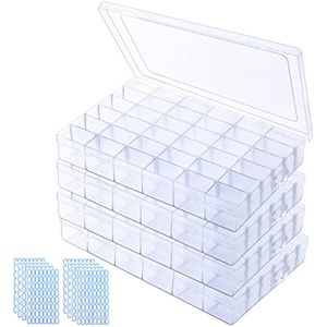 PLMMOUT Paquete de 4 cajas organizadoras de plástico transparente, organizador de cuentas