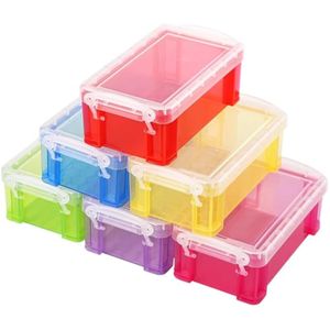 6 mini cajas de plástico, pequeños recipientes de almacenamiento transparentes con tapas de bloqueo,
