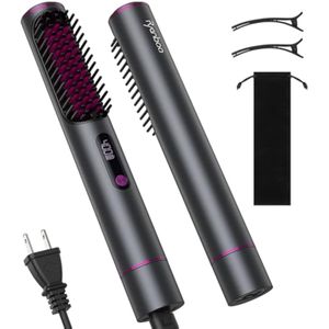 Cepillo alisador de cabello inalámbrico, peine alisador iónico portátil mejorado para viajes,
