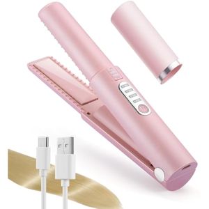 JMFONE Mini alisador de pelo inalámbrico, plancha plana de cerámica portátil con 3 ajustes de