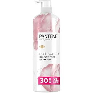 Pantene Champú de agua de rosas sin sulfatos, calma, repone la hidratación, seguro para cabello